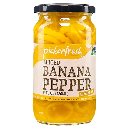 Pickerfresh Medium Hot Sliced Banana Pepper, 16 fl oz