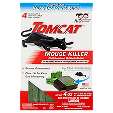 Tomcat Child Resistant Refillable Station Mouse Killer, 1 oz, 4 count, 4 Ounce