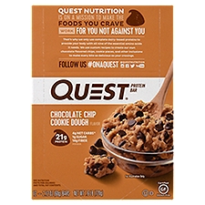 QUEST Chocolate Chip Cookie Dough Flavor Protein Bar, 2.12 oz, 12 count