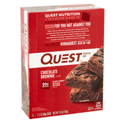 Quest Chocolate Brownie Flavor Protein Bar, 2.12 oz, 12 count