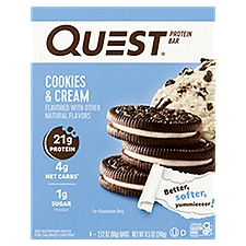 Quest Cookies & Cream Protein Bar, 2.12 oz, 4 count, 8.5 Ounce