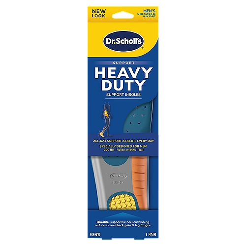 Dr. Scholl's Pain Relief Men Orthotics for Heavy Duty Support, Sizes 8-14, 1 pair