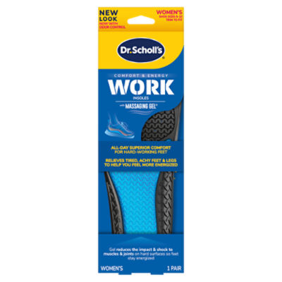 Dr. Scholl's Women's Comfort & Energy Work Insoles with Massaging Gel, Shoe Sizes 6-10, 1 pair