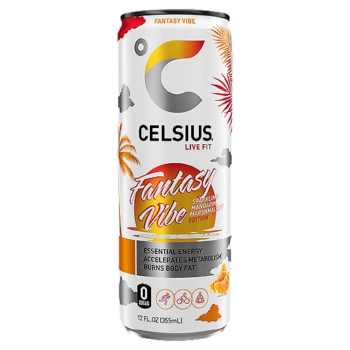 CELSIUS Sparkling Fantasy Vibe, Functional Essential Energy Drink 12 Fl Oz Single Can