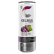 CELSIUS Sparkling Grape Rush, Functional Essential Energy Drink 12 Fl Oz Single Can