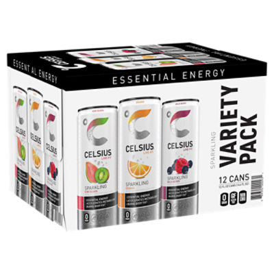 Celsius Energy Drink Sparkling Variety Pack 12 Fl Oz, 12 Count