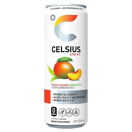 Celsius Energy Drink Green Tea Peach Mango 12 Fl Oz