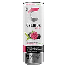 CELSIUS Raspberry Acai Green Tea, Functional Essential Energy Drink 12 Fl Oz Single Can