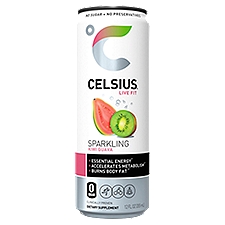 CELSIUS Essential Energy Drink, Sparkling Kiwi Guava (Single Can), 12 Fluid ounce
