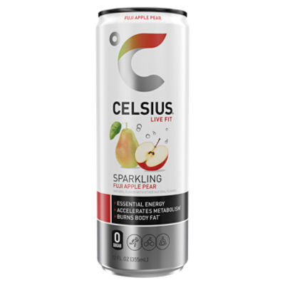 CELSIUS Sparkling Fuji Apple Pear, Functional Essential Energy Drink 12 Fl Oz Single Can