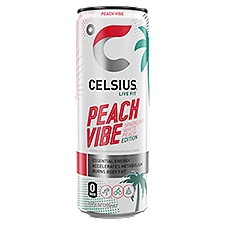 CELSIUS Sparkling Peach Vibe, Functional Essential Energy Drink 12 Fl Oz Single Can