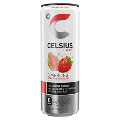 CELSIUS Sparkling Strawberry Guava, Functional Essential Energy Drink 12 Fl Oz Single Can