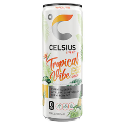 CELSIUS Sparkling Tropical Vibe, Functional Essential Energy Drink 12 Fl Oz Single Can