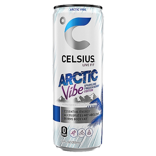 CELSIUS Arctic Vibe Sparkling Frozen Berry, Functional Essential Energy Drink 12 Fl Oz Single Can