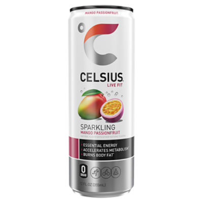 CELSIUS Sparkling Mango Passionfruit, Functional Essential Energy Drink 12 Fl Oz Single Can