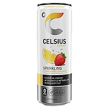 CELSIUS Sparkling Strawberry Lemonade, Functional Essential Energy Drink 12 Fl Oz Single Can