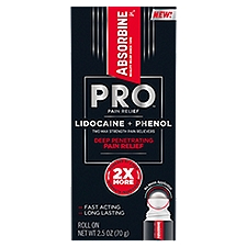 Absorbine Jr. Pro Lidocaine + Phenol Two Max Strength Pain Relievers Roll On, 2.5 oz