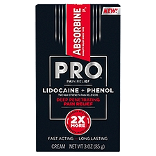 Absorbine Jr. Pro Lidocaine + Phenol Two Max Strength Pain Relievers Cream, 3 oz