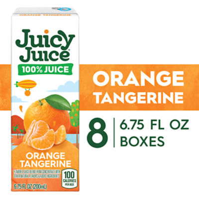 Juicy Juice Orange Tangerine Juice, Orange Juice Drink, 8 Count, 6.75 FL OZ Juice Boxes, 54 oz, 54 Ounce