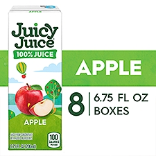 Juicy Juice Apple Juice, 100% Juice, 8 Count, 6.75 FL ounce Juice Box