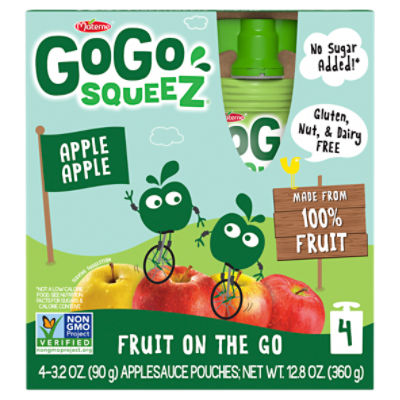 Materne GoGo Squeez Apple Apple Fruit on the Go, 3.2 oz, 4 count, 12.8 Ounce