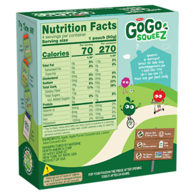 Materne GoGo Squeez Apple Apple Fruit on the Go, 3.2 oz, 4 count