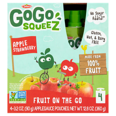 Materne GoGo Squeez Apple Strawberry Fruit on the Go, 3.2 oz, 4 count