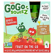 GoGo Squeez Apple Strawberry, Fruit on the Go, 3.2 Ounce