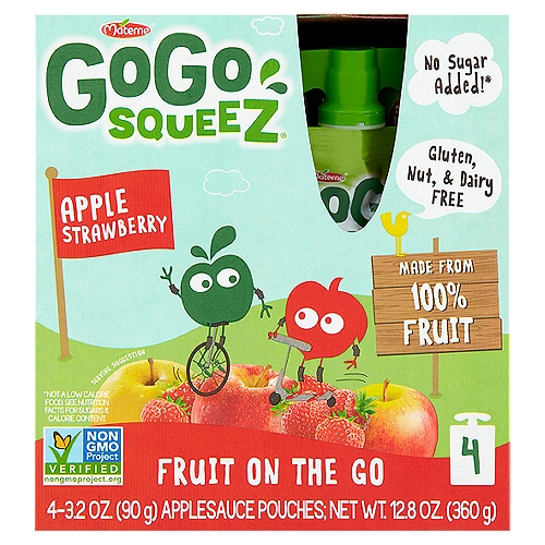 Materne GoGo Squeez Apple Strawberry Fruit on the Go, 3.2 oz, 4 count
No sugar added*
*Not a low calorie food.

Squeez a little goodness into your day!