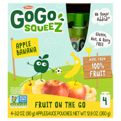 Materne GoGo Squeez Apple Banana Fruit on the Go, 3.2 oz, 4 count, 12.8 Ounce