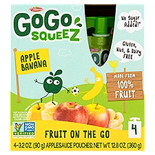 Materne GoGo Squeez Apple Banana Fruit on the Go, 3.2 oz, 4 count, 12.8 Ounce