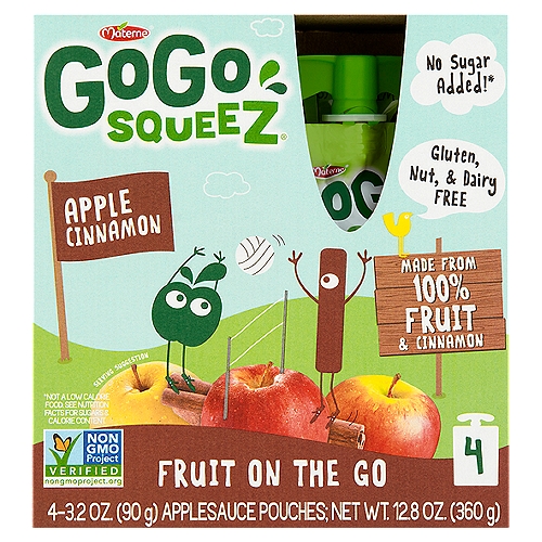 Materne GoGo Squeez Apple Cinnamon Fruit on the Go, 3.2 oz, 4 count
Squeez a little goodness into your day!