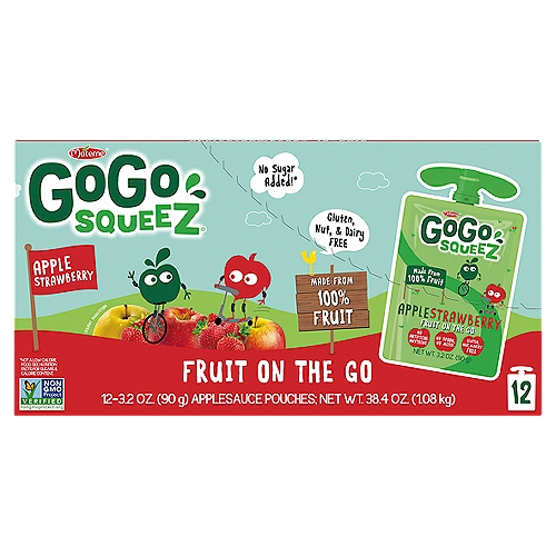 Materne GoGo Squeez Apple Strawberry Fruit on the Go, 3.2 oz, 12 count
No sugar added*
*Not a low calorie food.