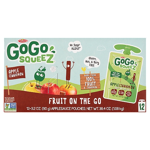 Materne GoGo Squeez Apple Cinnamon Fruit on the Go, 3.2 oz, 12 count
No sugar added!*
*Not a low calorie food. See nutrition facts for sugars & calorie content.