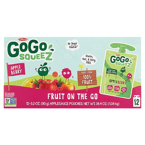 Materne GoGo Squeez Appleberry Fruit on the Go, 3.2 oz, 12 count
No sugar added!*
*Not a Low Calorie Food. See Nutrition Facts for Sugars & Calorie Content.