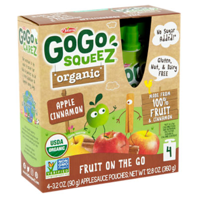 GoGo Squeez Organic Apple Cinnamon, Fruit on the Go
