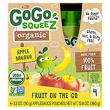 Materne GoGo Squeez Organic Apple Banana Fruit on the Go, 3.2 oz, 4 count