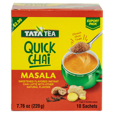 Tata Tea Quick Chai Masala Instant Chai Latte Export Pack, 10 count, 7.76 oz