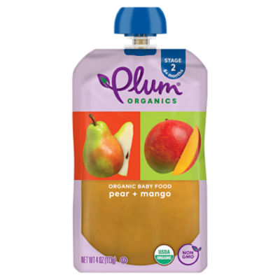 Plum Organics Pear + Mango Organic Baby Food, Stage 2, 6+ months, 4 oz