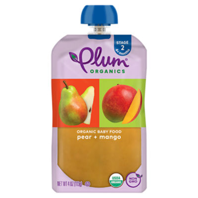 Plum Organics Pear + Mango Organic Baby Food, Stage 2, 6+ Months, 4 oz