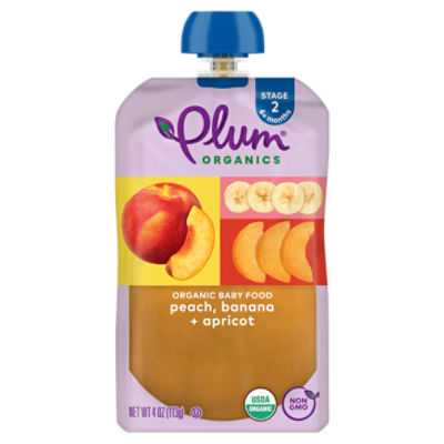 Plum Organics Peach, Banana + Apricot Organic Baby Food, Stage 2, 6+ months, 4 oz