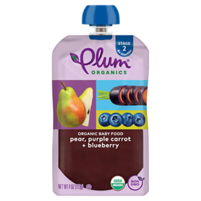 Plum Organics Pear, Purple Carrot + Blueberry Organic Baby Food, Stage 2, 6+ months, 4 oz