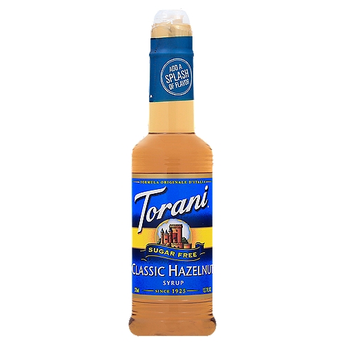 Torani Sugar Free Classic Hazelnut Syrup, 12.7 fl oz
Add a splash of flavor

Sweet raw hazelnut with an earthy finish and none of the calories. Add to hot milk, hot chocolate, lattes, mochas & more.
