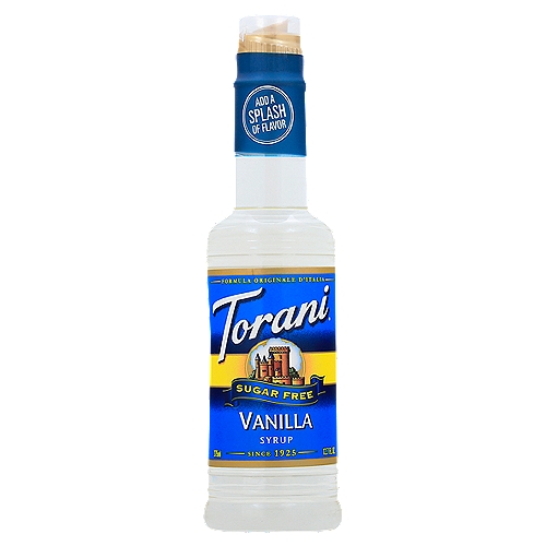 Torani Sugar Free Vanilla Syrup, 12.7 fl oz
Clean, crisp vanilla flavor with none of the calories. Add to hot milk, lattes, hot chocolate, shakes & more.