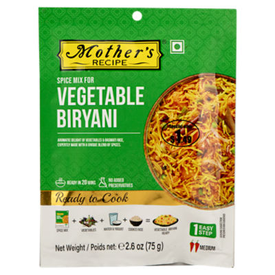 Mother's Recipe Spice Mix for Vegetable Biryani, 2.6 oz