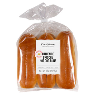 Euro Classic Authentic Brioche Hot Dog Buns, 9.52 oz, 9.52 Ounce