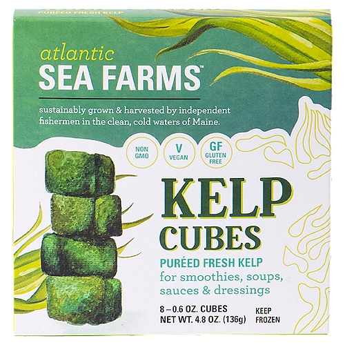 Atlantic Sea Farms Kelp Cubes, 0.6 oz, 8 count
Puréed Fresh Kelp

Single-serve kelp purée ready for smoothies, soups, sauces & dressings