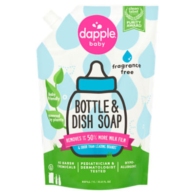 Dapple Baby Bottle & Dish Soap Refill, 33.8 fl oz