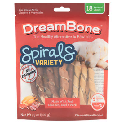 DreamBone Spirals Variety Dog Chews with Chicken & Vegetables, 18 count, 7.3 oz