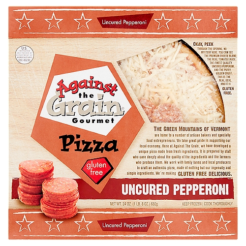 Against the Grain Gourmet Gluten Free Uncured Pepperoni Pizza, 24 oz